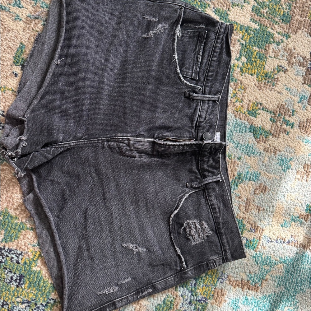 Black Distressed Denim Cutoff Shorts